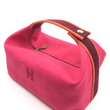 Hibiscus Pink Cotton Canvas Bride-a-Brac Vanity  Case / HERMES