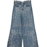 Blue Denim High Waist Embroidered Flared Jeans / LIU JO - Size 27