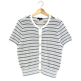 White and Blue DINA Striped Cotton-blend Cardigan / RAG & BONE - Size M