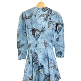 Ice Blue ROGERS Silk Butterfly Print Mini Dress with Elastic Waist / ZADIG & VOLTAIRE - Size XS