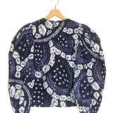 Indigo Blue ELIZA Tie-dye Print Crew Neck Puffed Sleeves Cotton Blouse / ULLA JOHNSON - Size US 4