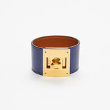 Indigo Leather Dog Bracelet - model KELLY / HERMES - Size 50 cm