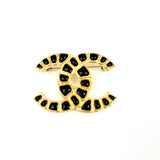 Interlocking CC Black and Golden Mosaic Cobblestone Brooch / CHANEL