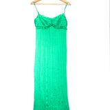 Irish Green Halter Spaghetti Strap Pleated Maxi Dress / MASSIMO DUTTI STUDIO - Size XS