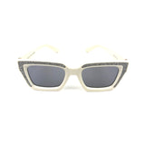 Ivory Acetate Rectangular Frame Glitter Embellished Sunglasses / JIMMY CHOO