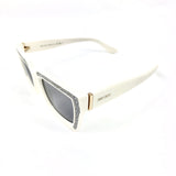 Ivory Acetate Rectangular Frame Glitter Embellished Sunglasses / JIMMY CHOO