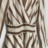 Ivory and Brown Striped Peplum Romper - model IENI / MAJE - Size 36