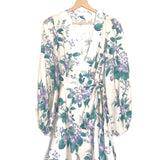 Ivory CASSIA Floral-print Linen-poplin Wrap Mini Dress / ZIMMERMANN - Size 2