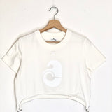 Ivory Cotton Logo Print Crop T-shirt / COURREGES - Size M