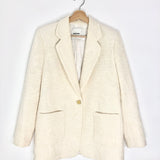 Ivory Cotton Tweed Tailored Blazer Jacket / SANDRO - Size 38