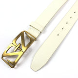 Ivory Leather Gold Tone Buckle Belt / ZIMMERMANN - Size 90cm