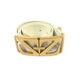 Ivory Leather Gold Tone Buckle Belt / ZIMMERMANN - Size 90cm