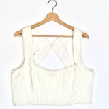 Ivory Linen Blend Radiance Crop Top / AJE. - Size AUS 16