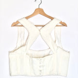 Ivory Linen Blend Radiance Crop Top / AJE. - Size AUS 16