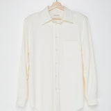 Ivory Padded Shoulder Long  Shirt - model HOLLIS / THE FRANKIE SHOP - Size XS/S