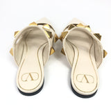 Ivory ROMAN Smooth Leather Stud Pointed-Toe Flat Mules / VALENTINO - Size 39