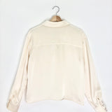 Ivory Satin Fluid Long Sleeves Cropped Shirt / ROSAE - Size 38