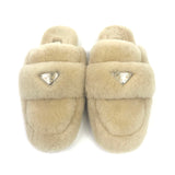 Ivory Shearling Slides Sandals / PRADA - Size 38.5
