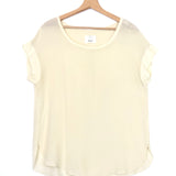 Ivory Silk Fluid Short Sleeves Top / DIEGA - Size S