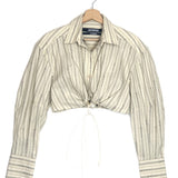 Jacquard Beige PLIDAO Logo Striped Cropped Long Sleeves Shirt / JACQUEMUS - Size 38