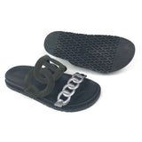 Dark Khaki and Silver EXTRA Suede Leather Sandals / HERMES - Size 37