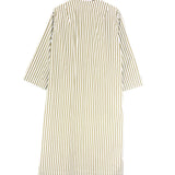 Khaki and White LAURY Striped Cotton Tie-Belt Kimono Style Maxi Dress / JOSEPH - One Size