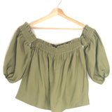 Khaki DALIA Elasticated Bustier Top With Removable Sleeves / BA&SH - Size 1