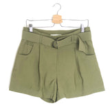Khaki DEMIE Pleated Belted Shorts / BA&SH - Size 38