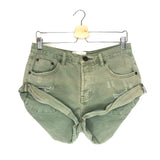 Khaki Denim Mini Shorts / ONE TEASPOON - Size 26