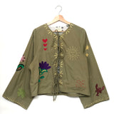 Khaki Embroidered Organic Cotton SOPHIE Top / SISSEL EDELBO - Size S