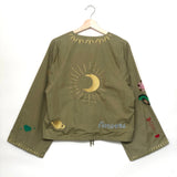 Khaki Embroidered Organic Cotton SOPHIE Top / SISSEL EDELBO - Size S