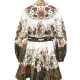 Khaki EMPIRE Batik Print Belted Linen Short Dress / ZIMMERMANN
