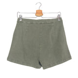 Khaki Green Buttoned Shorts