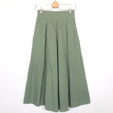 Khaki Green Cotton Midi Skirt - One Size