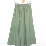 Khaki Green Cotton Midi Skirt - One Size