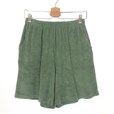 Khaki Green Cotton Terry Shorts - One Size