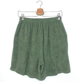 Khaki Green Cotton Terry Shorts - One Size