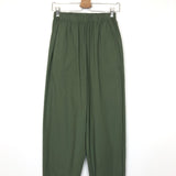 Khaki Green Elastic Waist Cotton Pants - One Size