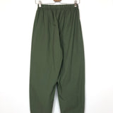 Khaki Green Elastic Waist Cotton Pants - One Size