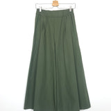 Khaki Green Elastic Waist Palazzo Cotton Pants - One Size