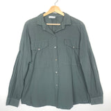 Khaki Green Long Sleeves Cotton Shirt - One Size