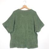 Khaki Green Oversized Cotton Terry Top - One Size