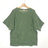 Khaki Green Oversized Cotton Terry Top - One Size