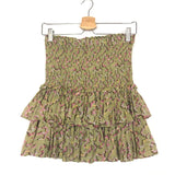 Khaki Green  Printed Pleated NAOMI Mini Skirt / ISABEL MARANT ETOILE - Size 38