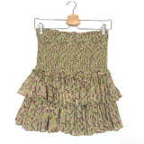 Khaki Green  Printed Pleated NAOMI Mini Skirt / ISABEL MARANT ETOILE - Size 38