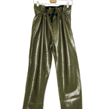 Khaki Green Vegan Leather Parachute Pants / BLSSD - Size XS