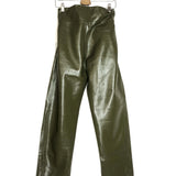Khaki Green Vegan Leather Parachute Pants / BLSSD - Size XS