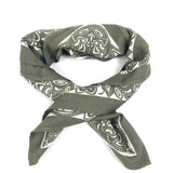 Khaki HELI Silk and Cashmere Small Bandana Scarf / KUJTEN - One Size