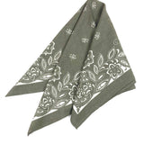 Khaki HELI Silk and Cashmere Small Bandana Scarf / KUJTEN - One Size