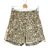 Khaki KALOSCOE  Printed High Waist Cotton Belted Shorts / ISABEL MARANT ETOILE - Size 36